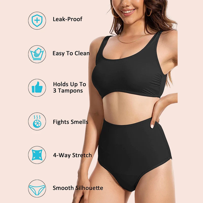 FDA] Period Swimwear High Waisted Bottoms Sport Top Set – Summer