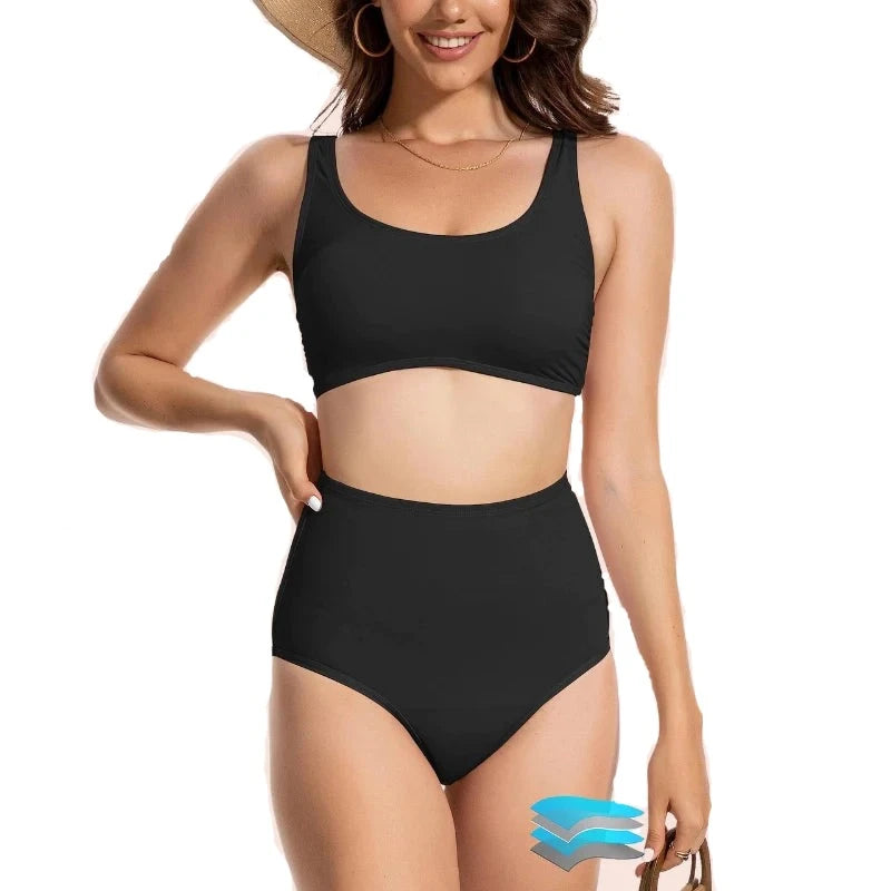 [FDA] Period Swimwear High Waisted Bottoms Sport Top Set