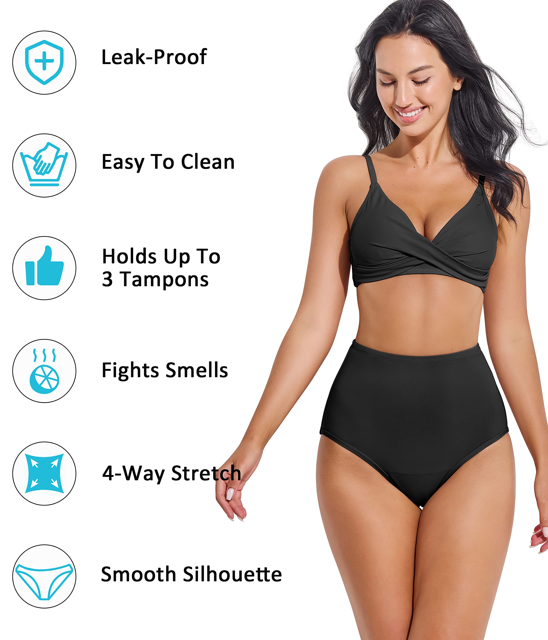 Girls Menstrual Swim Bottoms 4-Layer Leakproof Swimwear Waterproof Bikini  Beach Pants Summer Swimming Period Panties Boxers